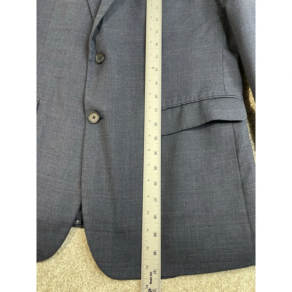 Banana‎ Republic Blazer Mens 44R Blue Glen Plaid Slim Fit Two Button Sport Coat